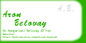 aron belovay business card